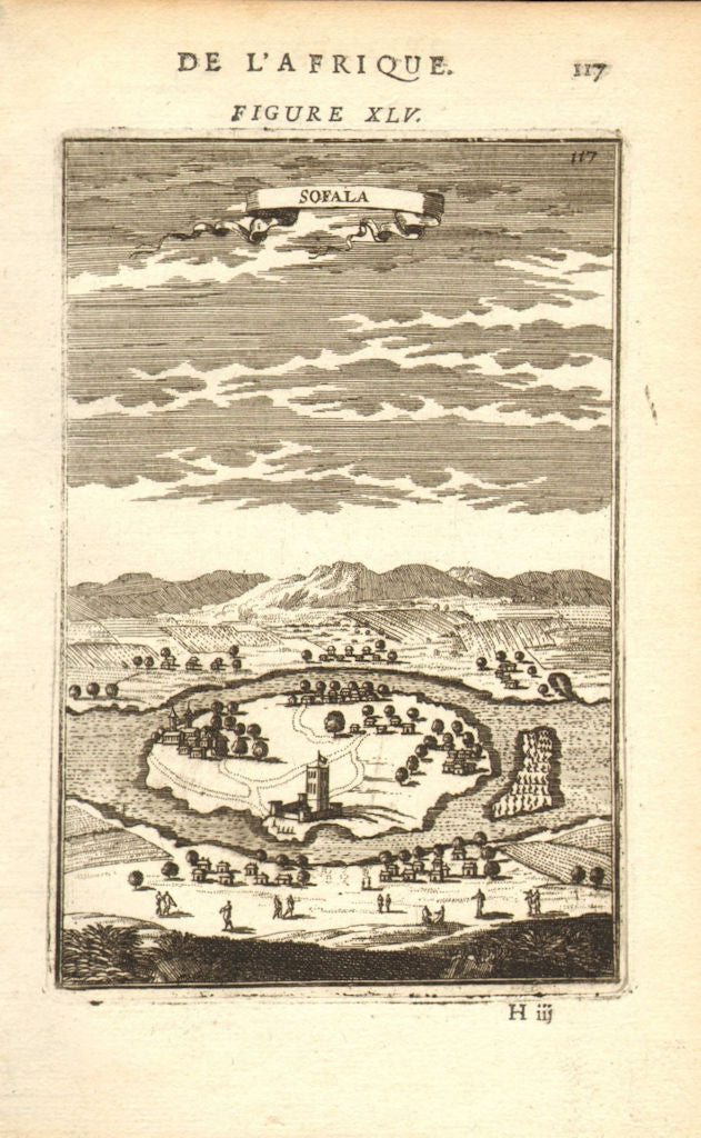 MOZAMBIQUE. Decorative Plan/view of the seaport of Sofala. MALLET 1683 print